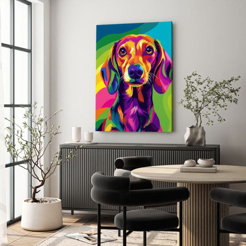 Rainbow Dachshund Delight Pop Art Canvas Print
