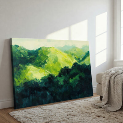 Abstract Green Landscape - Fluid Mountain Wall Art