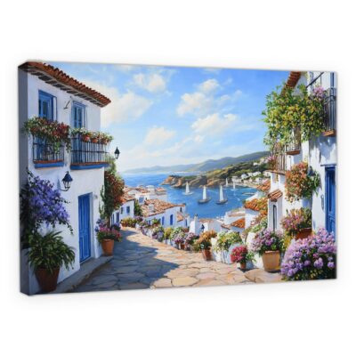 Mediterranean Art Charming Coastal Town Canvas Print