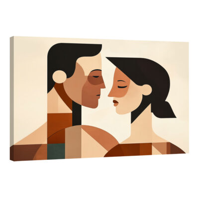 Stylized Couple Portrait Canvas Geometric Art Wall