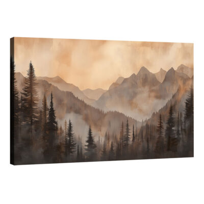 Hazy Peaks - Watercolor Mountain Wall Art With Brown Tones