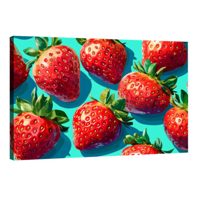 Sweet Berry Burst - Pop Art Juicy Strawberries Canvas Print