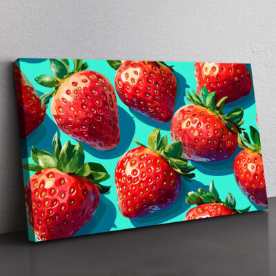 Sweet Berry Burst - Pop Art Juicy Strawberries Canvas Print
