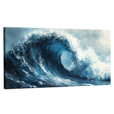 Turbulent Ocean Wave Textured Canvas Beach Wall Art
