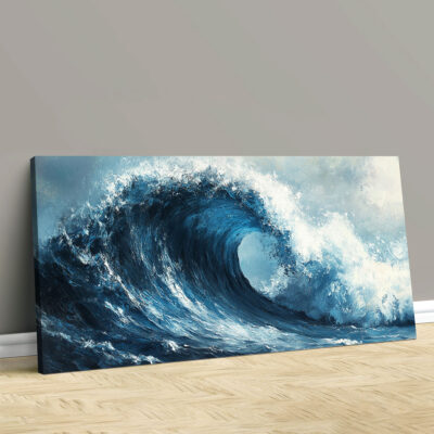 Turbulent Ocean Wave Textured Canvas Beach Wall Art