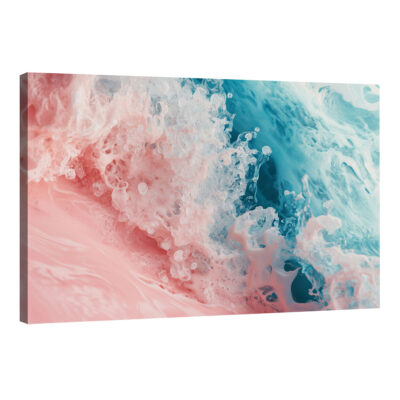 Pink And Blue Fluid Waves Chromatic Abstract Beach Wall Art