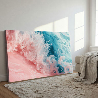 Pink And Blue Fluid Waves Chromatic Abstract Beach Wall Art