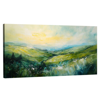 Abstract Green Landscape Canvas - Rolling Hills Wall Art