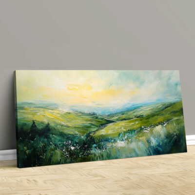 Abstract Green Landscape Canvas - Rolling Hills Wall Art