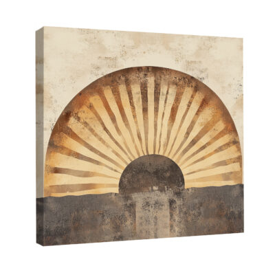 Boho Neutral Arch Sun Canvas Print with Textured Layers