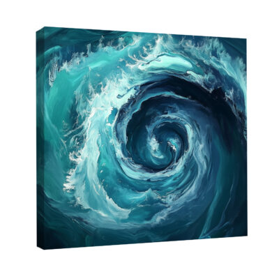 Deep Ocean Swirl Canvas Print in Emerald and Indigo Tones