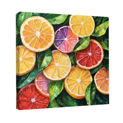 Watercolor Citrus Slices Canvas Print with Fresh Summer Feel