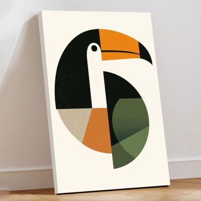 Geometric Art Style Toucan - Minimalist Bird Canvas Print