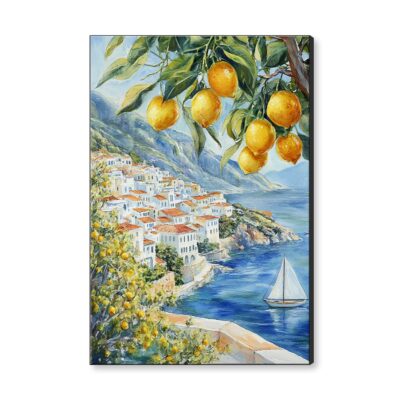 Mediterranean Art Nature Artwork - Coastal Lemon Tree Canvas