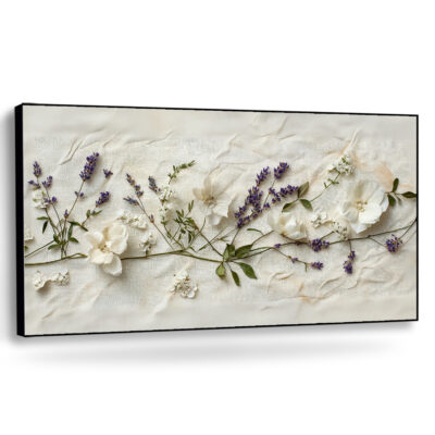Pressed Floral Mixed Media Canvas Art with Soft Petals
