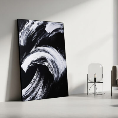 Monochrome Motion – Bold Abstract Artwork Canvas Decor