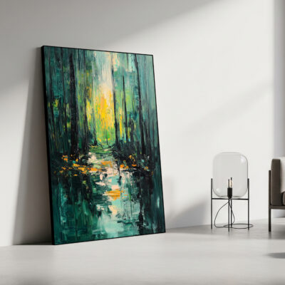 Mystic Woodland - Abstract Green Landscape Canvas Print