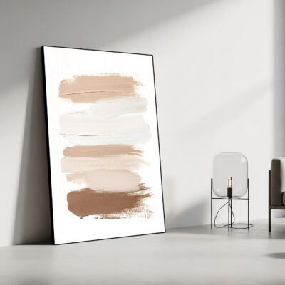 Earth Tones – Simple Brushstroke Canvas Beige Wall Art
