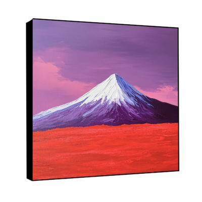 Crimson Horizon Canvas Print – Modern Fuji Mountain Wall Art