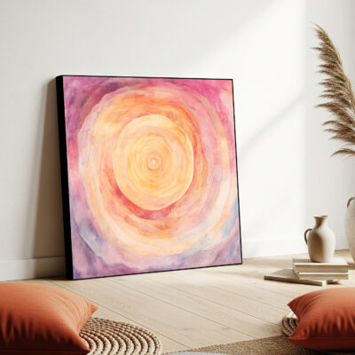 Solar Bloom Radiant Watercolor Abstract Artwork Canvas