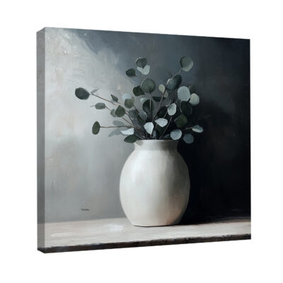 White Eucalyptus Vase Oil Painting Canvas Wall Art