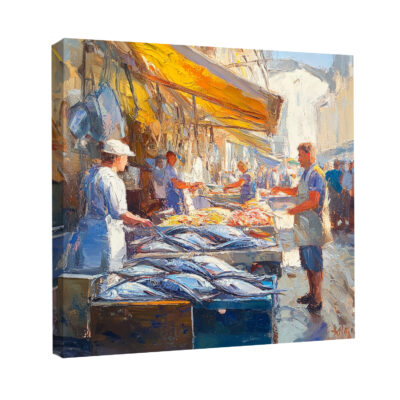 Mediterranean Fish Market Oil Painting Canvas Wall Art