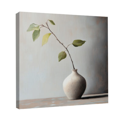Fig Branch in Ceramic Vase Rustic Canvas Wall Art