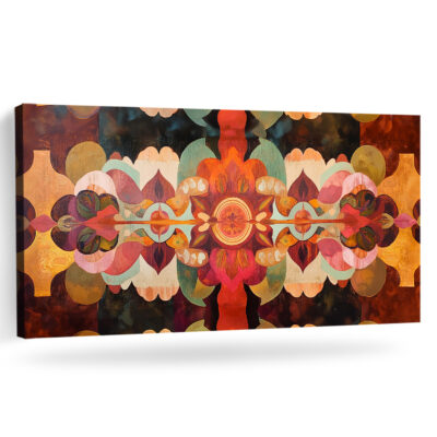 Vibrant Bohemian Oil Painting Canvas With Tribal Patterns