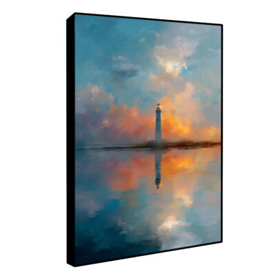Light House On Calm Waters Canvas Peaceful Beach Wall Art