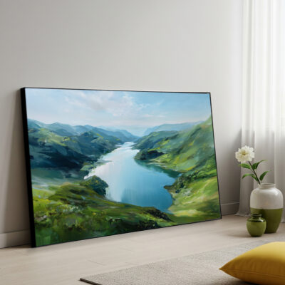 Majestic Mountain River Landscape Canvas Nature Artwork