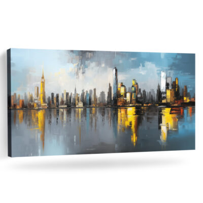 Oversized Modern Abstract Cityscape Canvas Print Wall Art