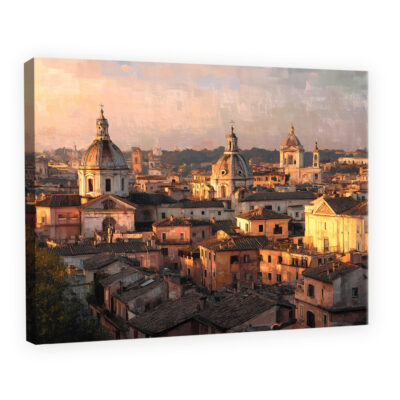 Golden Rooftops of Rome Oil Style Fine Art Canvas