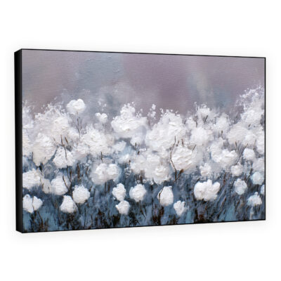 Misty White Cotton Flower Art Large Canvas Wall Decor