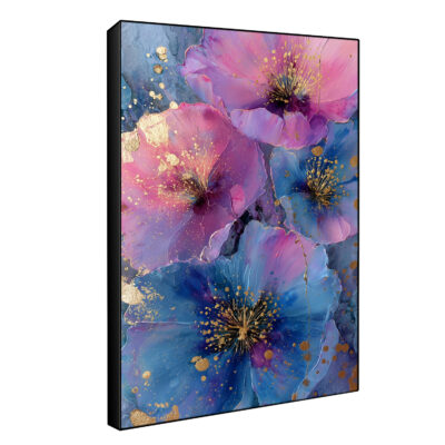 Midnight Bloom – Gold Accents Floral Canvas Large Wall Art