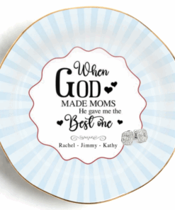 When God Made Moms Personalized Name Round Shape Jewelry Dish Gift For Mom