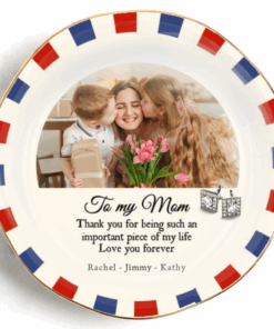 To My Mom Custom Photo Round Shape Jewelry Dish Gift For Mom