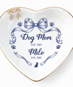 Pet Mom Paw Print Personalized Jewelry Dish Gift From Pets For Dog Mom