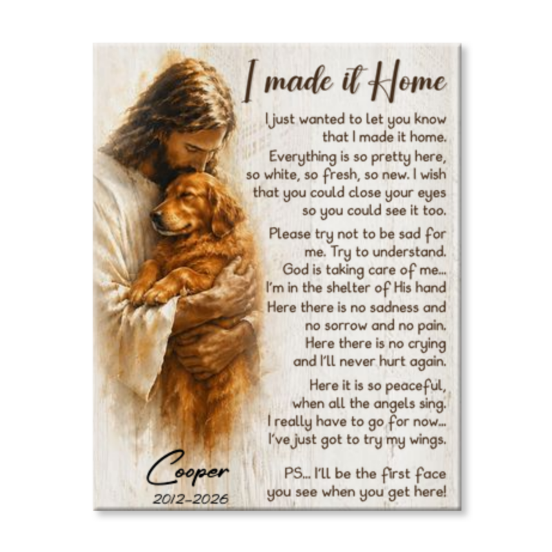 Personalized Dog Memorial Canvas - I Made It Home Pet Loss Gift