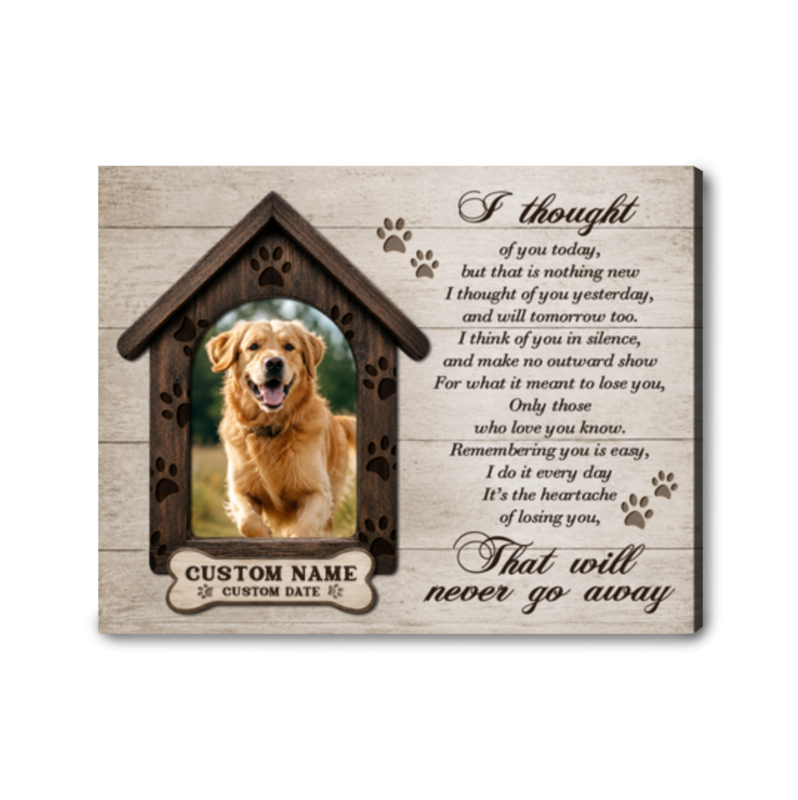 Personalized dog memorial canvas with custom photo, name, and memorial poem, pet loss sympathy gift viết lại theo form như này: A Meaningful Reminder for the Fisherman of Faith in Your Life Turn a favorite hobby into a heartfelt piece of wall art with this Personalized God Says You Are Fishing Lure Canvas Wall Art - Christian Bible Verse Sign Gift for Dad, Grandpa — a rustic design that speaks to both his love of fishing and his faith. Available as-is, or personalized with his name for a truly one-of-a-kind gift. Featuring seven vintage-style fishing lures hanging against a weathered wood background, each paired with an affirming word and its Bible verse — Unique, Special, Lovely, Precious, Strong, Chosen, Forgiven — this canvas brings a warm, cabin-inspired feel to any home. A thoughtful Christian gift for dad, grandpa, or any fisherman who could use a daily reminder of who he is in God's eyes. Why You'll Love It Optional personalization with his name for a truly custom keepsake Seven Bible verses paired with meaningful affirming words Rustic fishing lure design with weathered wood-style background Perfect for cabin, lake house, man cave, or living room décor High-quality, fade-resistant print Ready to hang Made in the USA Made to order for a truly personal gift Perfect For Father's Day • Birthday • Christmas • Grandpa Gifts • Fisherman Gifts • Cabin Decor • Just Because Personalization Instructions Please provide: Name: [e.g. Brian] Leave blank for the standard design, or enter a name for a personalized version. Please double-check spelling before placing your order. Your personalization will be printed exactly as entered.