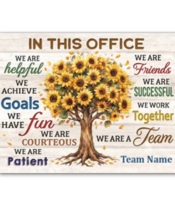 Main Image: Custom team canvas with personalized team name and sunflower design