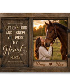 Personalized Horse Photo Canvas Custom Name Rustic Barn Door Design Gift For Horse Lovers