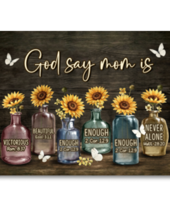 God Say Mom Is Sunflower Scripture Canvas - Mother's Day Gift for Mom Christian Faith Canvas Print